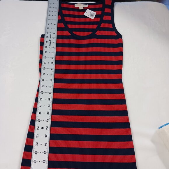Michael Kors, NWT, Navy and Red Striped, Ribbed Knit, Tank Dress, Large , Midi - Picture 13 of 16